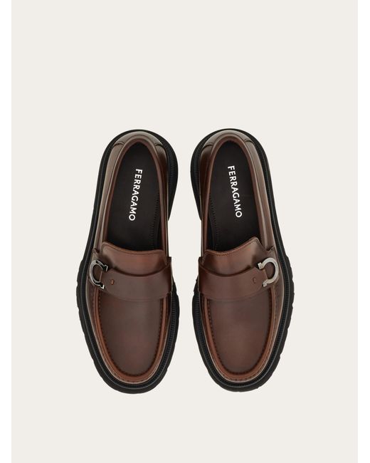 Ferragamo White Loafer With Gancini Detail for men