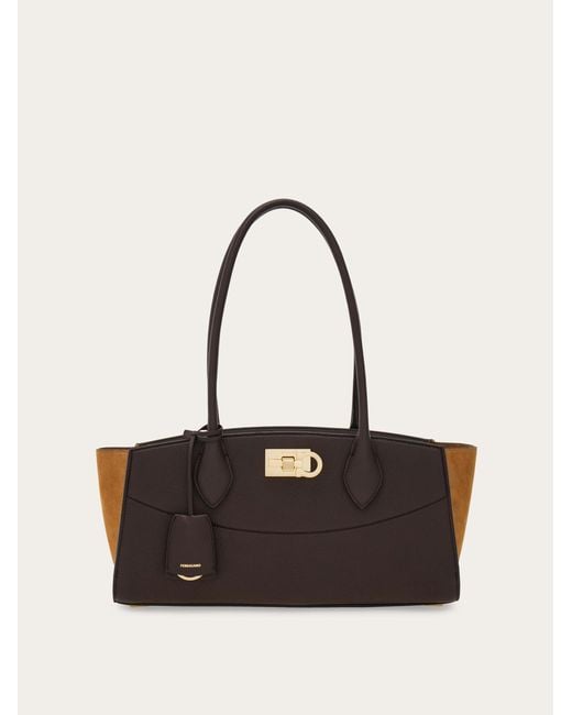 Ferragamo White New Studio Soft Bag East West (M)