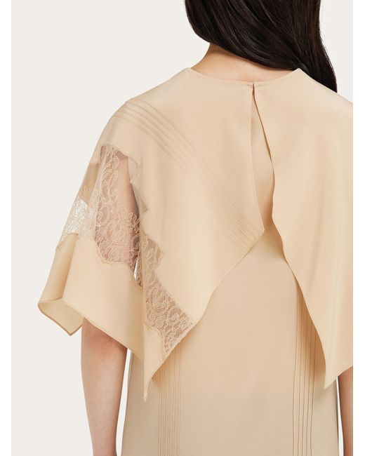 Ferragamo Natural Dress With Lace Inserts