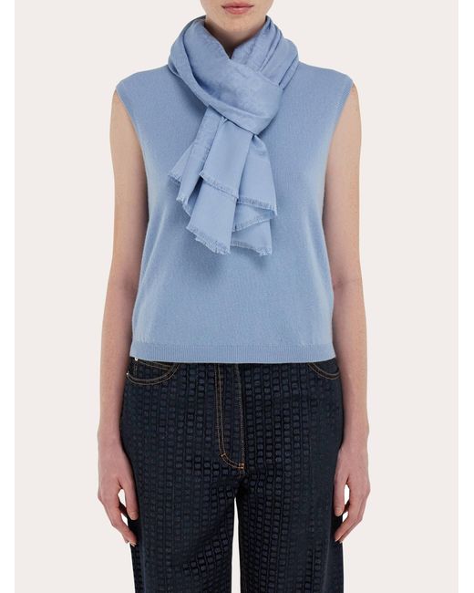 Ferragamo Blue Gancini Stole