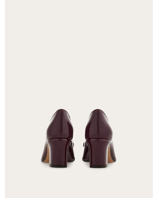 Ferragamo Purple Vara Bow Block Heel Pump