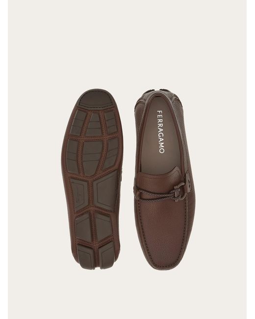 Ferragamo Brown Driver With Gancini Ornament for men