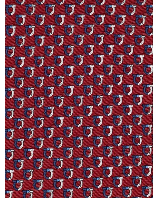 Ferragamo Red Bicolor Gancini Jacquard Tie for men