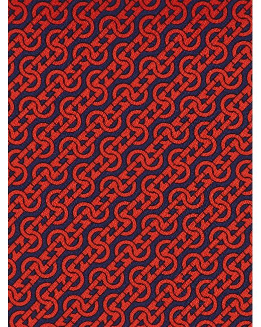 Ferragamo Red Woven Print Silk Tie for men