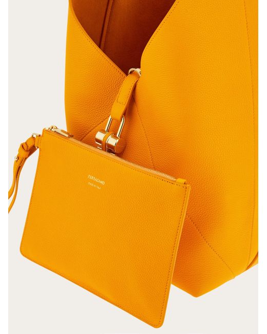 Ferragamo Orange Damen V-Shaped Hobo-Tasche (M)