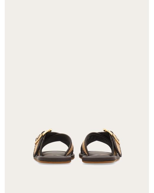 Ferragamo Multicolor Double Strap Gancini Ornament Slide