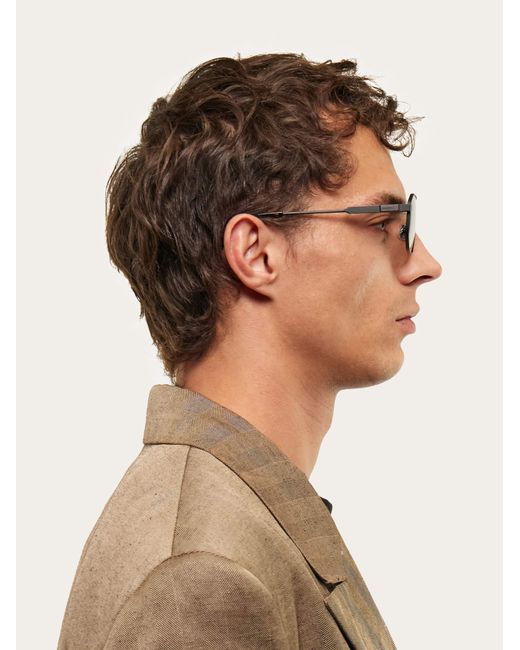 Ferragamo Natural Rectangular Frame Sunglasses for men