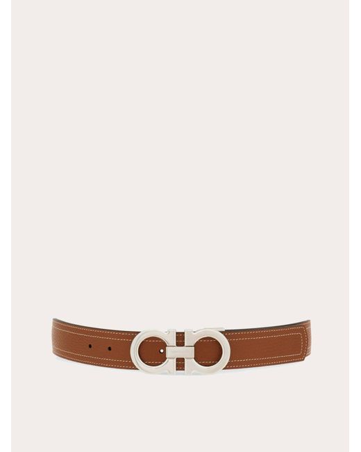 Ferragamo White Reversible And Adjustable Gancini Belt for men