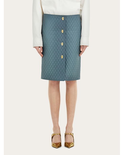 Ferragamo Blue Quilted Nappa Skirt