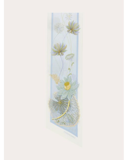 Ferragamo Blue Water Lilies Print Silk Bandeau