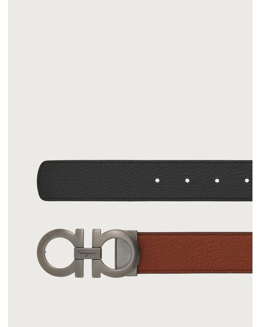 Ferragamo White Reversible And Adjustable Gancini Belt for men