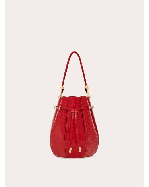 Ferragamo Red Bucket Bag With Inlays (s)