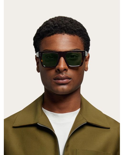 Ferragamo Green Rectangular Frame Sunglasses for men
