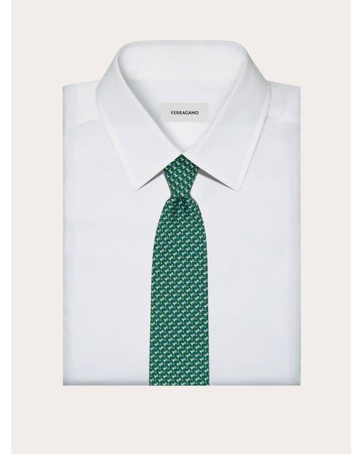 Ferragamo Green Margarita Print Silk Tie for men