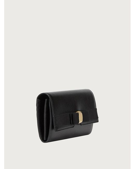 Ferragamo Black Vara Bow Continental Wallet