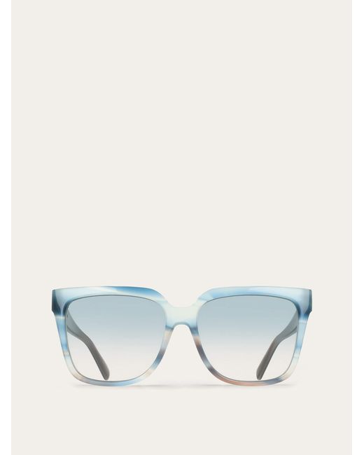 Ferragamo Blue Square Frame Sunglasses