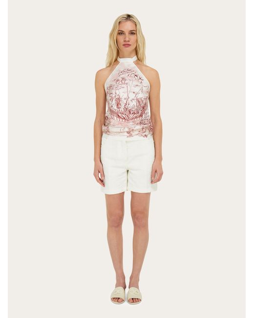 Ferragamo Pink Voyage Print Foulard Top
