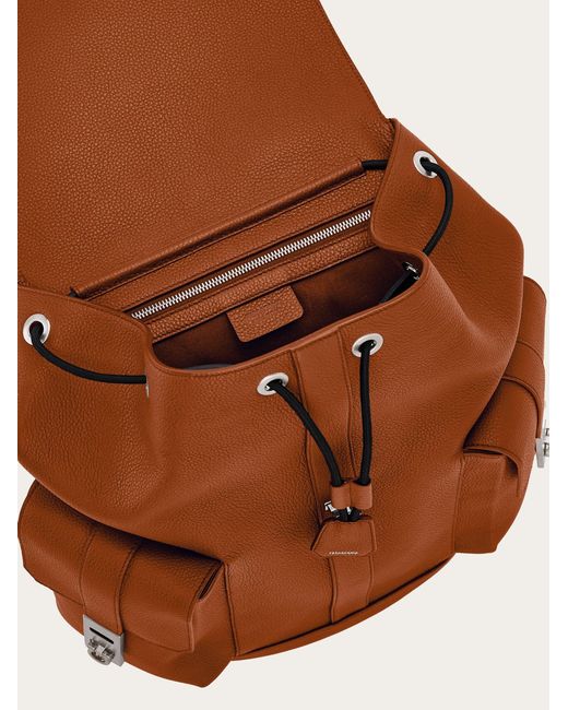 Ferragamo Brown Utility Backpack With Hug Buckle for men