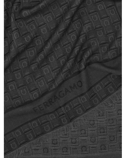 Ferragamo Black Gancini Monogram Jacquard Stole for men