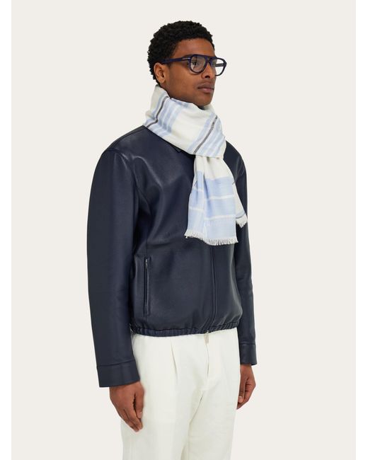 Ferragamo Blue Check Stole for men