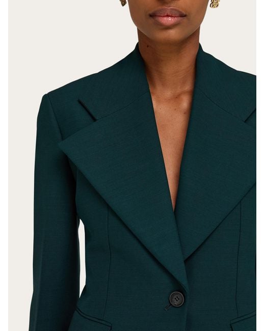 Femmes Blazer Croppé Vert Ferragamo en coloris Blue