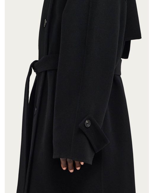 Ferragamo Black Double Breasted Oversize Coat for men