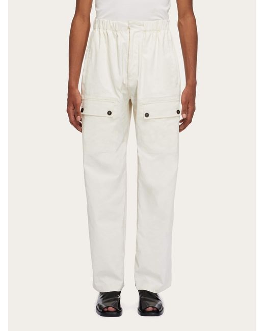 Drawstring linen trouser with applied pockets Ferragamo pour homme en coloris Natural