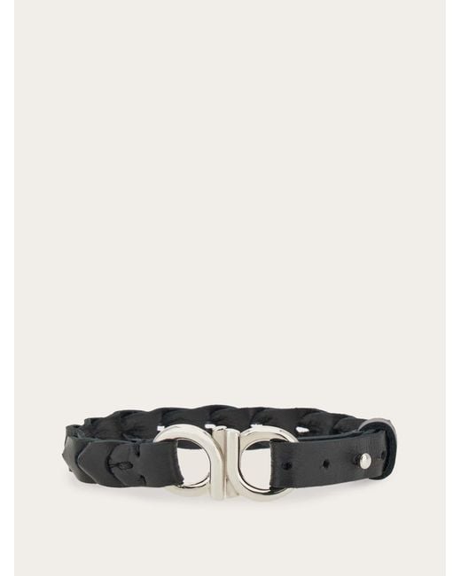 Ferragamo White Braided Gancini Bracelet for men