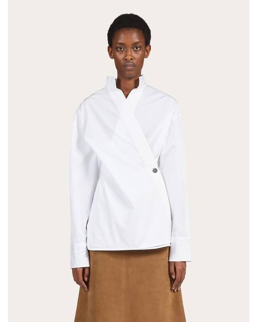 Asymmetric cotton shirt Ferragamo en coloris White