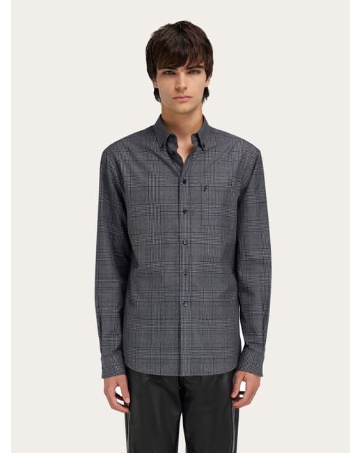 Uomo Camicia A Quadri di Ferragamo in Gray da Uomo