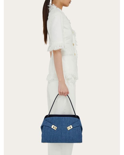 Ferragamo Blue Hug Soft Shoulder Bag (M)