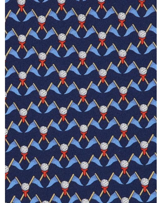 Ferragamo Blue Club Print Silk Tie for men