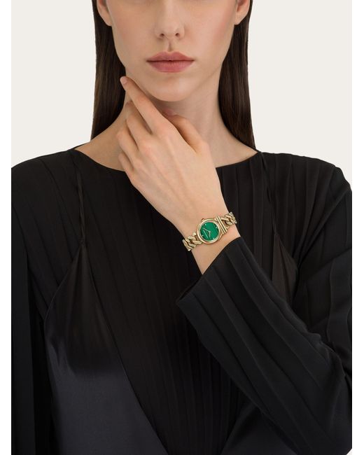 Ferragamo Green Gancini Twisted Watch