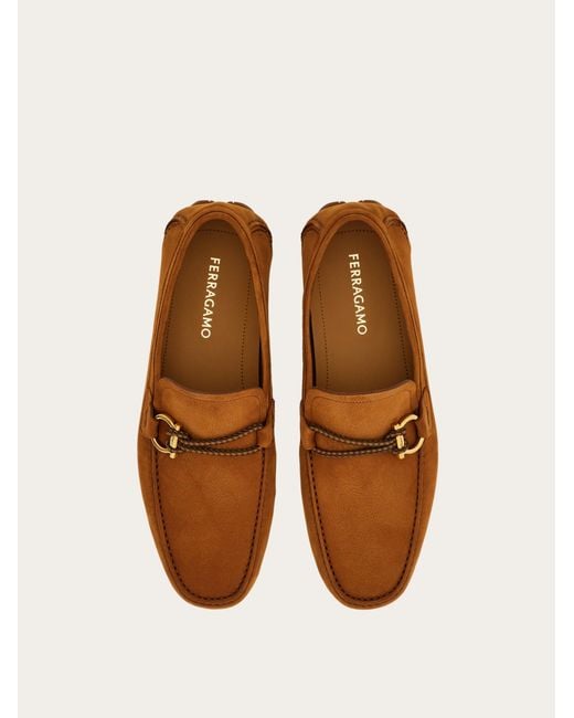 Ferragamo Brown Gancini Ornament Driver for men