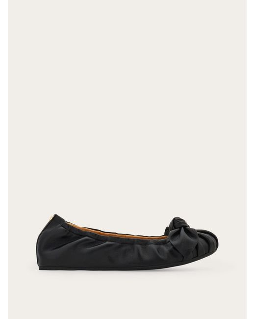 Femmes Ballerine Avec Nœud Noir Taille .5 Ferragamo en coloris Black