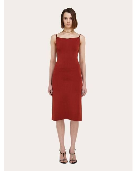 Ferragamo Red Knitted Slip Dress