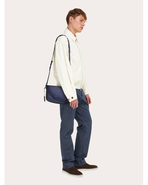 Ferragamo Blue Fiamma Messenger Bag (S) for men
