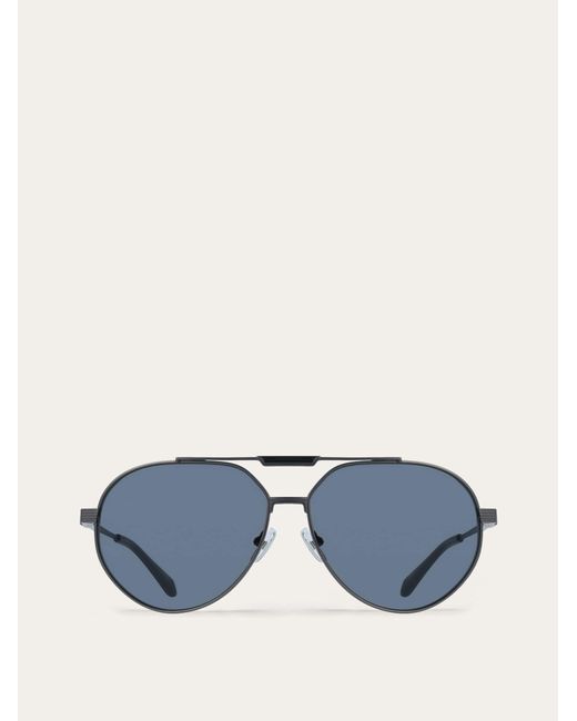Ferragamo Blue Aviator Frame Sunglasses for men