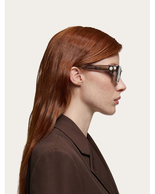 Ferragamo Natural Rectangular Frame Sunglasses
