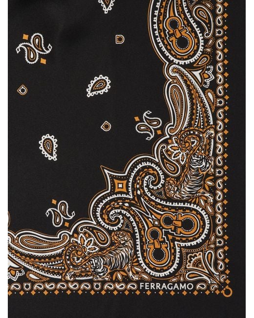 Ferragamo Black Arabesque Print Poncho