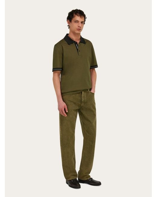 Ferragamo Green Short Sleeve Polo Shirt for men