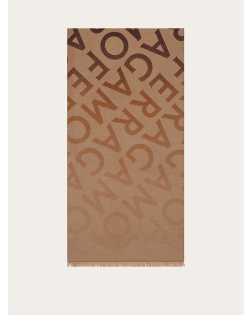 Ferragamo Natural Double Scarf With Lettering