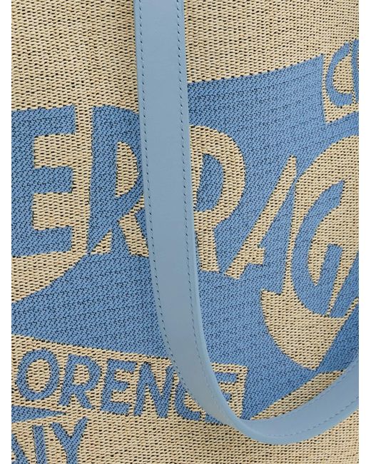 Ferragamo Blue Tote Bag With Logo (m)