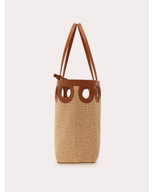 Ferragamo Natural Gancini Outline Tote Bag (L)
