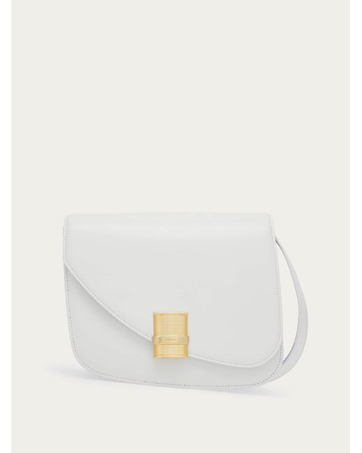 Ferragamo White Fiamma Crossbody Bag (m)