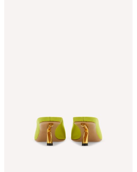 Ferragamo Yellow S-Shaped Heel Mule .5