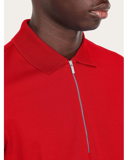 Ferragamo Red Polo With Zip Collar for men