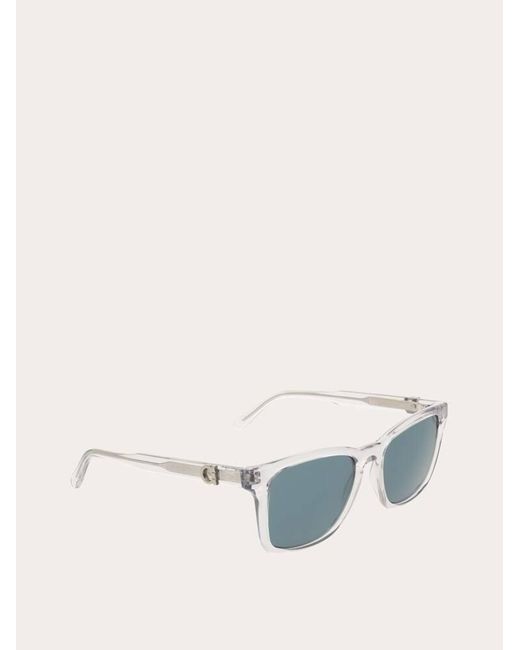 Ferragamo Blue Rectangular Frame Sunglasses Colorless for men