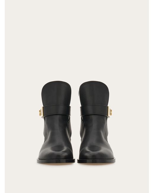 Ferragamo Black Hug Buckle Ankle Boot