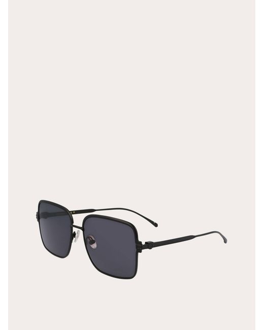 Ferragamo Black Rectangular Frame Sunglasses